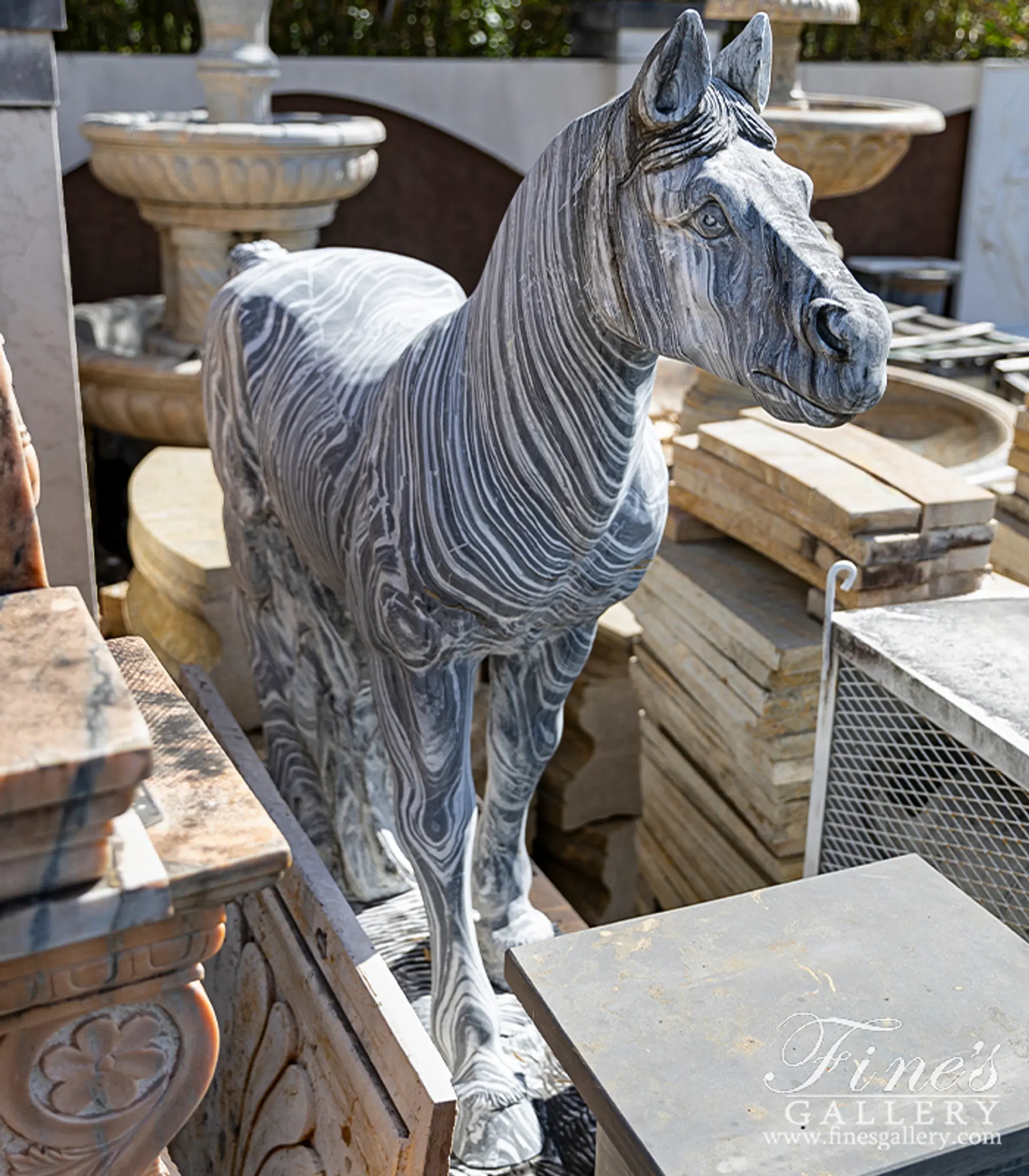 Marble Statues - Marble Horse - MS-308 - Fine's Gallery, LLC.